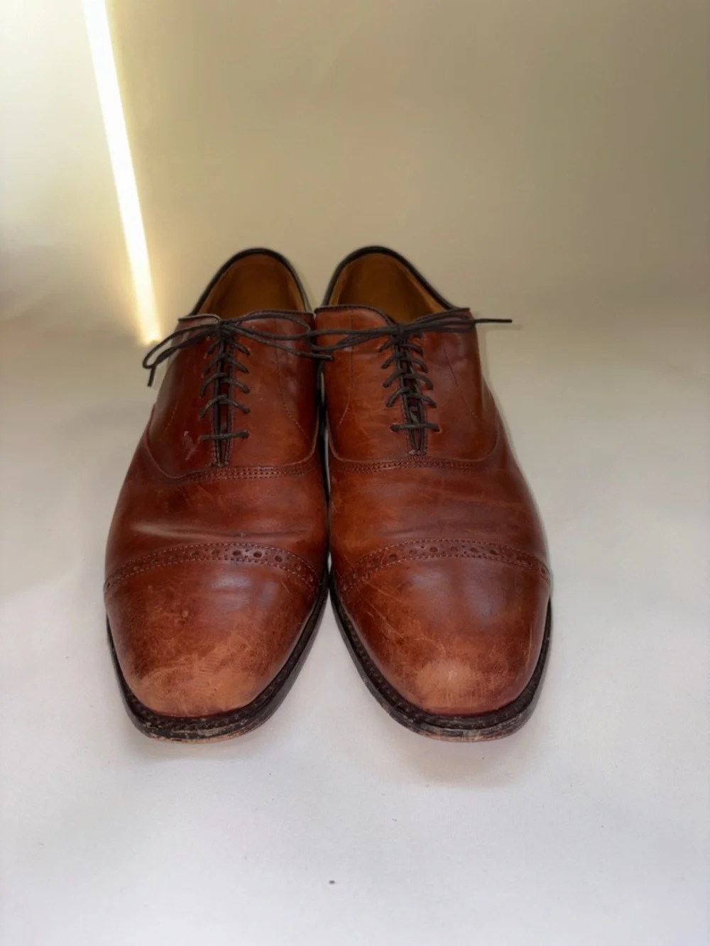 Allen Edmonds Men's Brown Leather Cap-Toe‎ Oxfords Size 10